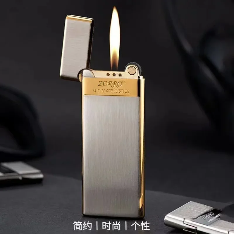Zorro 636 Metal Ultra Thin Butane Gas Inflatable Grinding Wheel Lighter Holiday Gift Smoking Accessories Men\'s Small Tools Gift