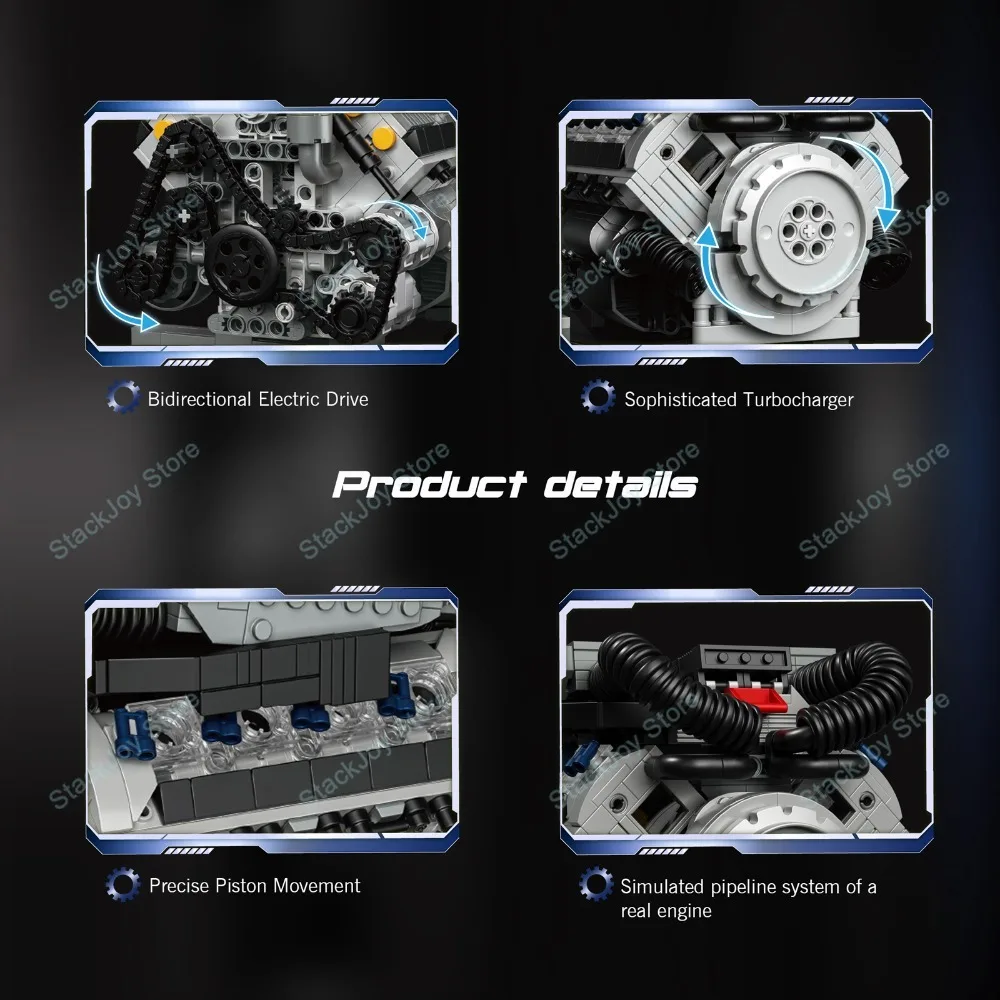 36303 931pcs Supercar V8 Engine Model Building Blocks Set Technical Assembly Brick Toys Creative STEM Educational Xmas Gift