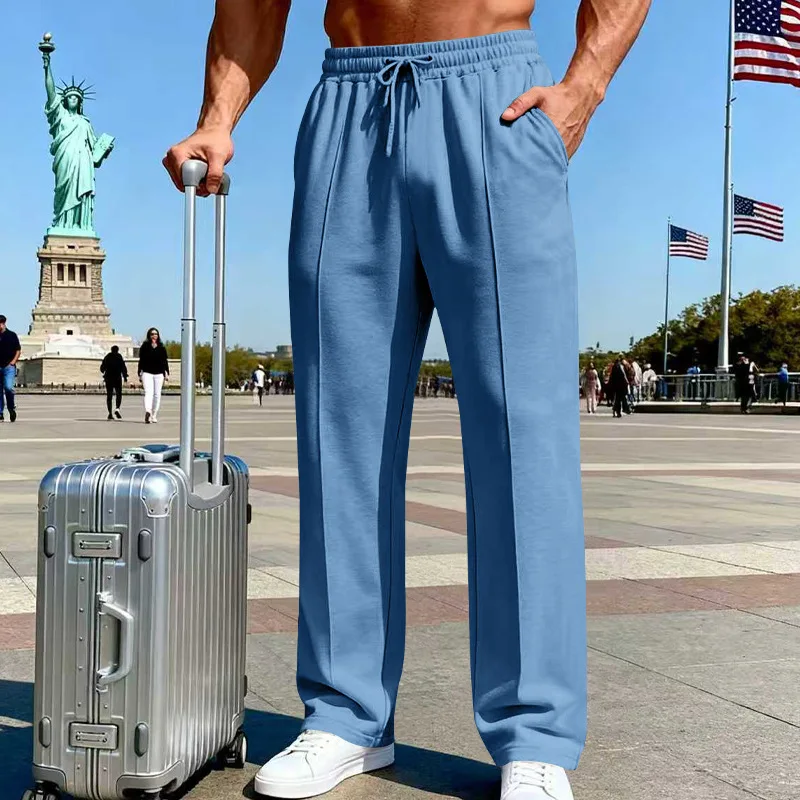 Sweatpants 2026 Trousers Spring/Autumn Hot Selling Men's Fashionable Casual Solid Color Pants Loose Tight Cord Straight Pants