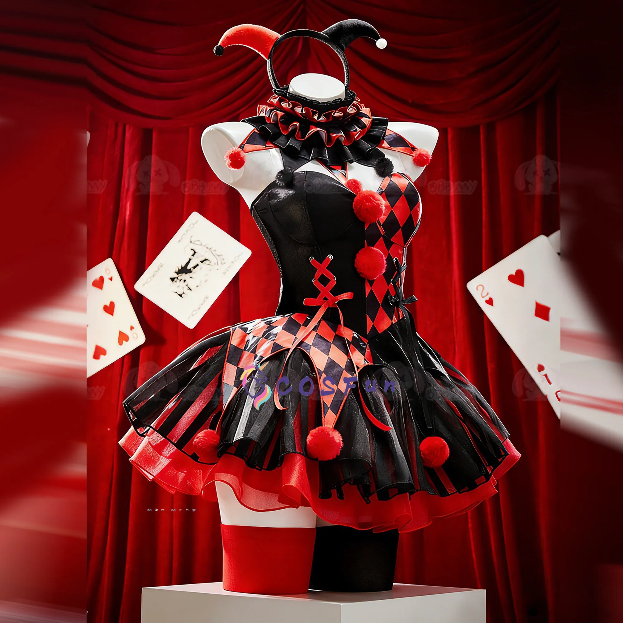 

The Freak Circus Clown Cosplay Costume Women Lolita Dress Halloween Carnival Uniform Anime Clothing Party Suit COSFun