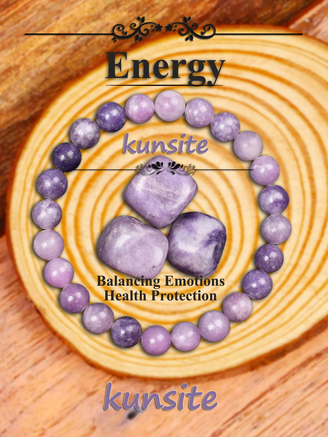 Yoga Fitness Harmony - Natural Kunzite Healing Stone Bracelet for
