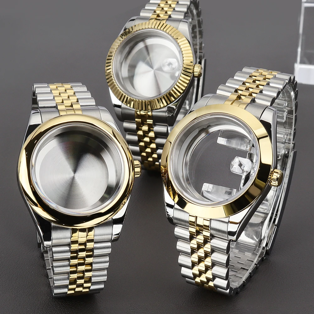 

39mm/36mm Luxury Men's Watch Case Strap Sapphire For NH35 NH36 NH38 NH34 Miyota8215 Movement Datejust SK Replacement watch parts