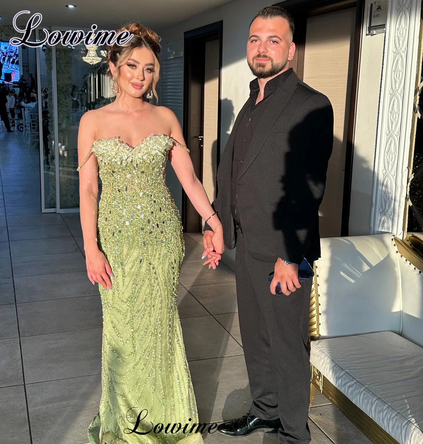 Elegant Light Green Prom Dresses Mermaid Beaded Sexy Cocktail Dresses For Women Vestidos De Noche Sweetheart Celebrity Dresses