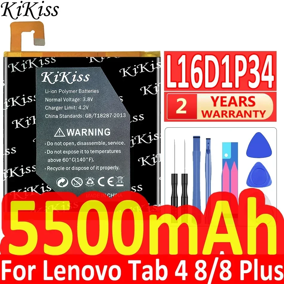 KiKiss 5500mAh L16D1P34 Replacement Battery For LENOVO TAB4 8/8 plus TB-8504N TB-8504X TB-8504F 8plus 8704X 8704N 8704V