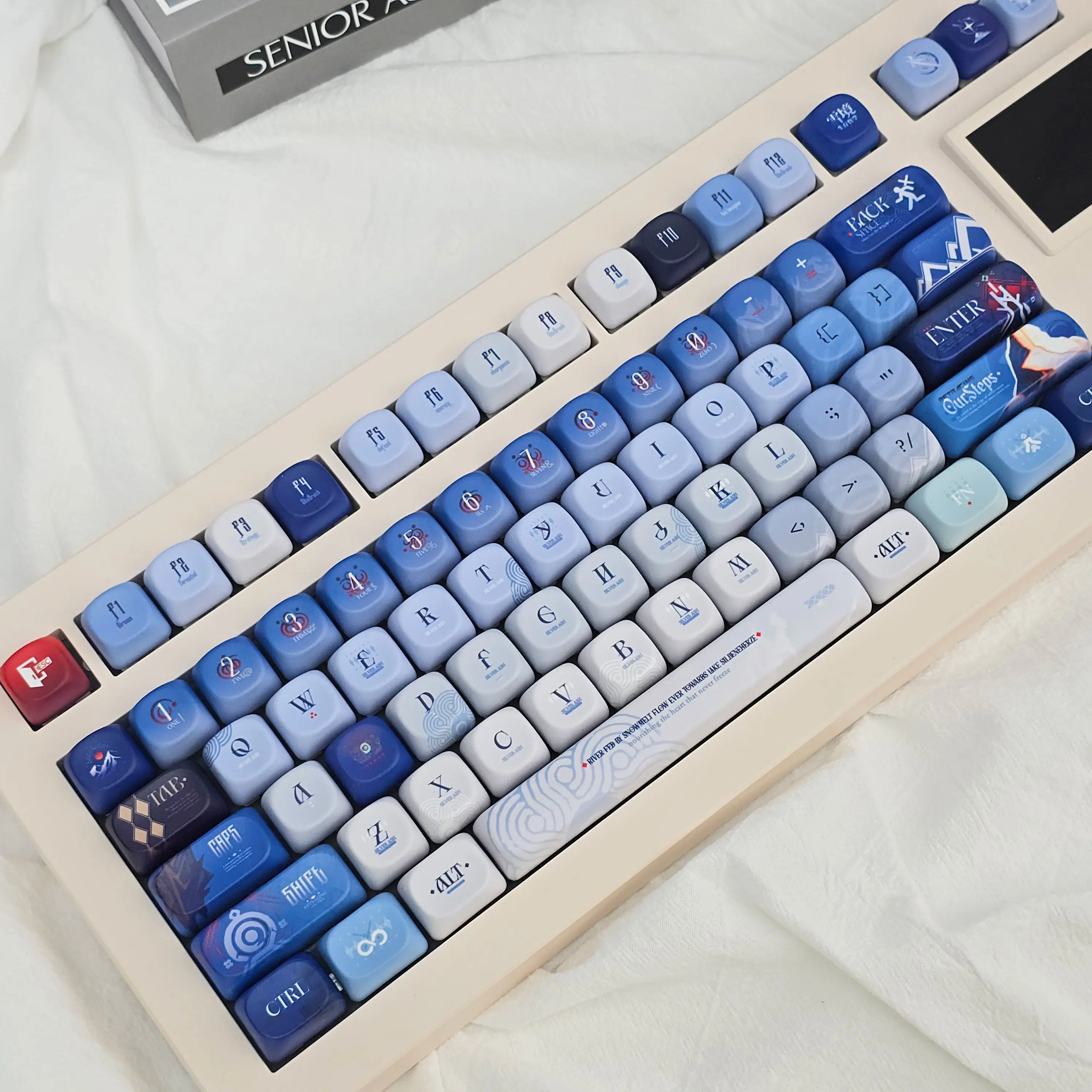 MAIMOOO Snow Mountain Keycap Cherry/MOA Profile PBT Dye Sublimation Arknights Blue Anime Game Keycaps for Mechanical Keyboard