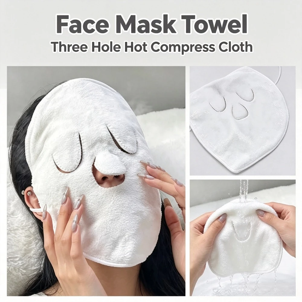 Hot Compress Towel Hanging Ear Soft Skin Friendly Steam Heating Cold Hot Wet Face Towel Beauty Skin Care Facial Spa Treatment