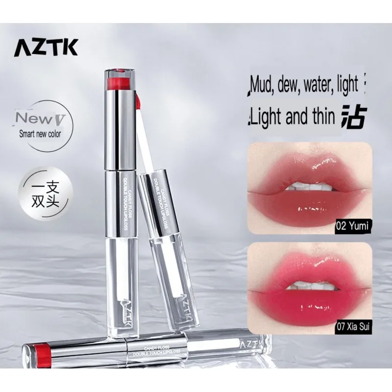 AZTK Long-lasting Double Head Lip Gloss Matte, Non-stick To Cups, Non-fading, Whitening Student Red Lip Paste