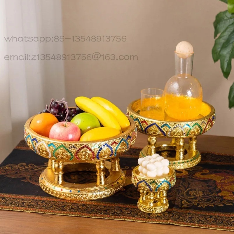 Solid Wood Tall Fruit Plate Retro Home Living Room Tea Table Food Plate Supply  Housewarming New Home Creative Fruit Plate