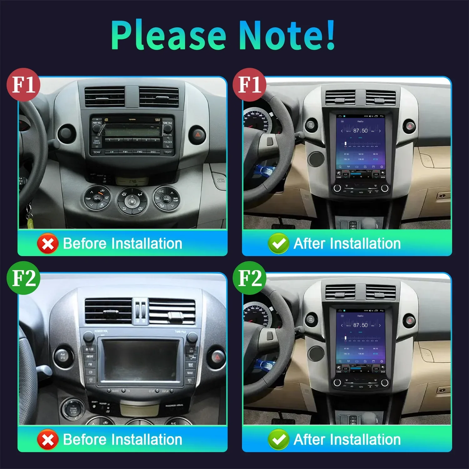 9.7 polegadas rádio do carro multimídia inteligente gps sem fio carplay tela de toque android 14 para toyota rav4 rav4 2005-2013