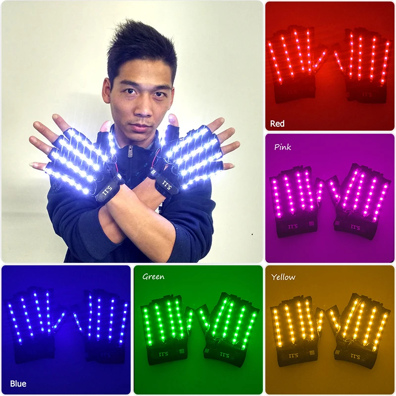 LED Neon Glowing Gloves Accessories Concert Costumes Holiday Fluorescent Shows Dance Performance Gloves