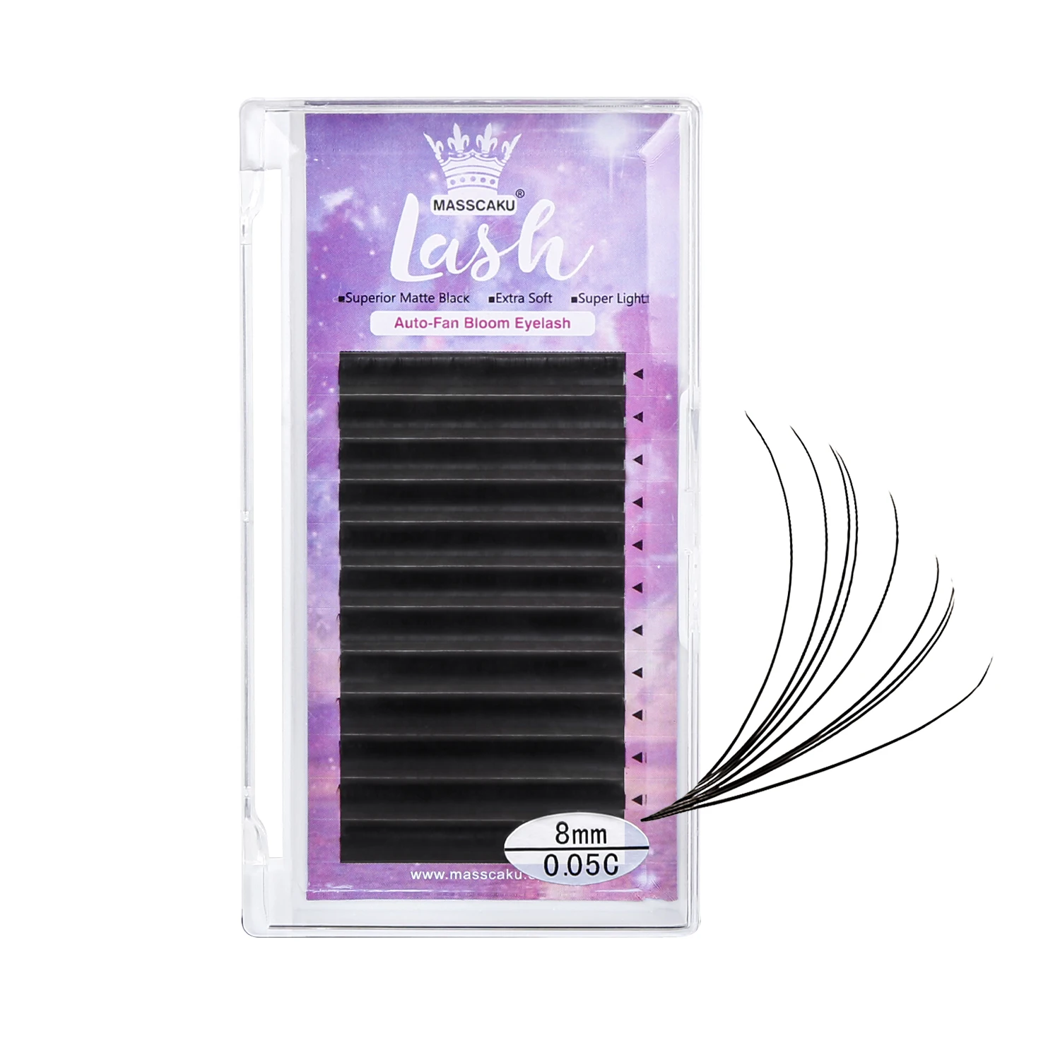MASSCAKU Make-up Super Lange Gemakkelijk Fanning Valse Wimpers 8-20mm Snel Bloeiende 2d-20d Fanning Wimpers voor het bouwen van wimperverlenging - afbeelding 2