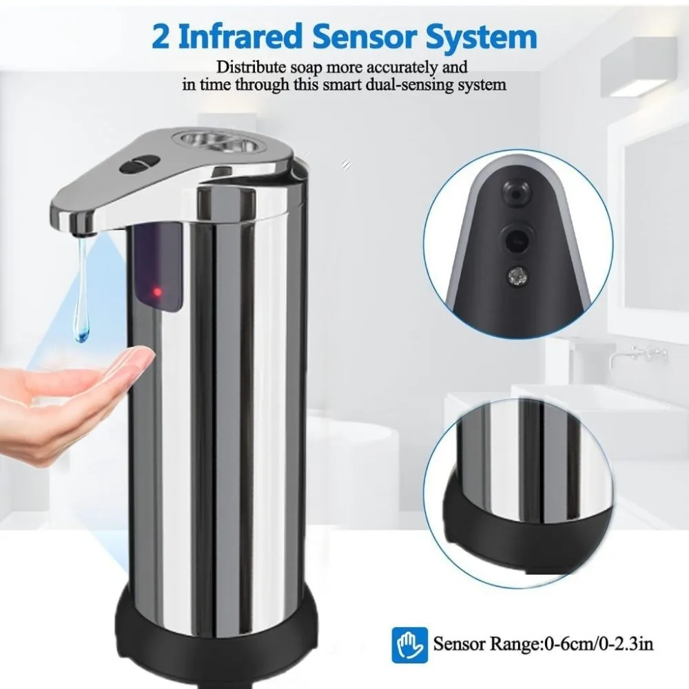 

New Stainless Steel Automatic Soap Dispenser Waterproof Electric Smart Sensor Dispenser Hand Sanitizer Dispenser Bathroom