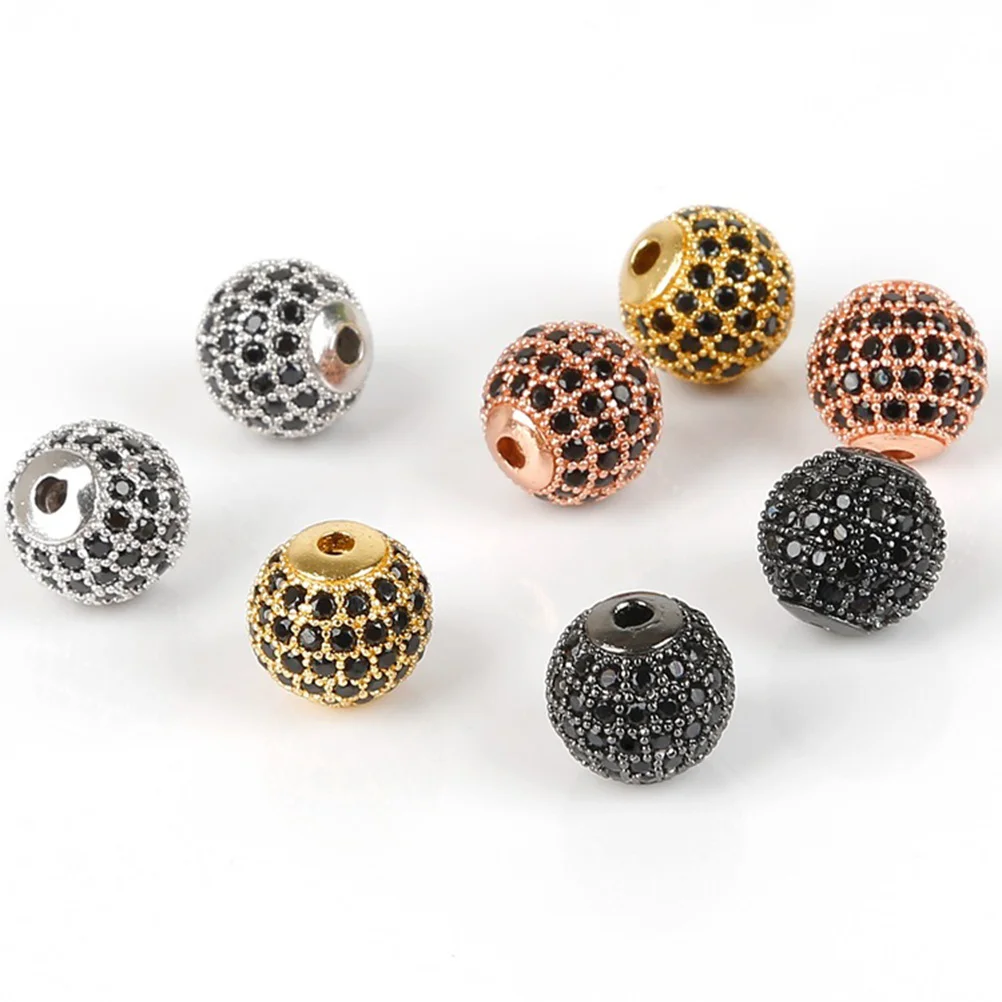 

10Pcs 8Mm Round Loose Beads for Jewelry Making Diamante Cz Spacer Beads Handmade Necklace Bracelet Craft Decoration Gold
