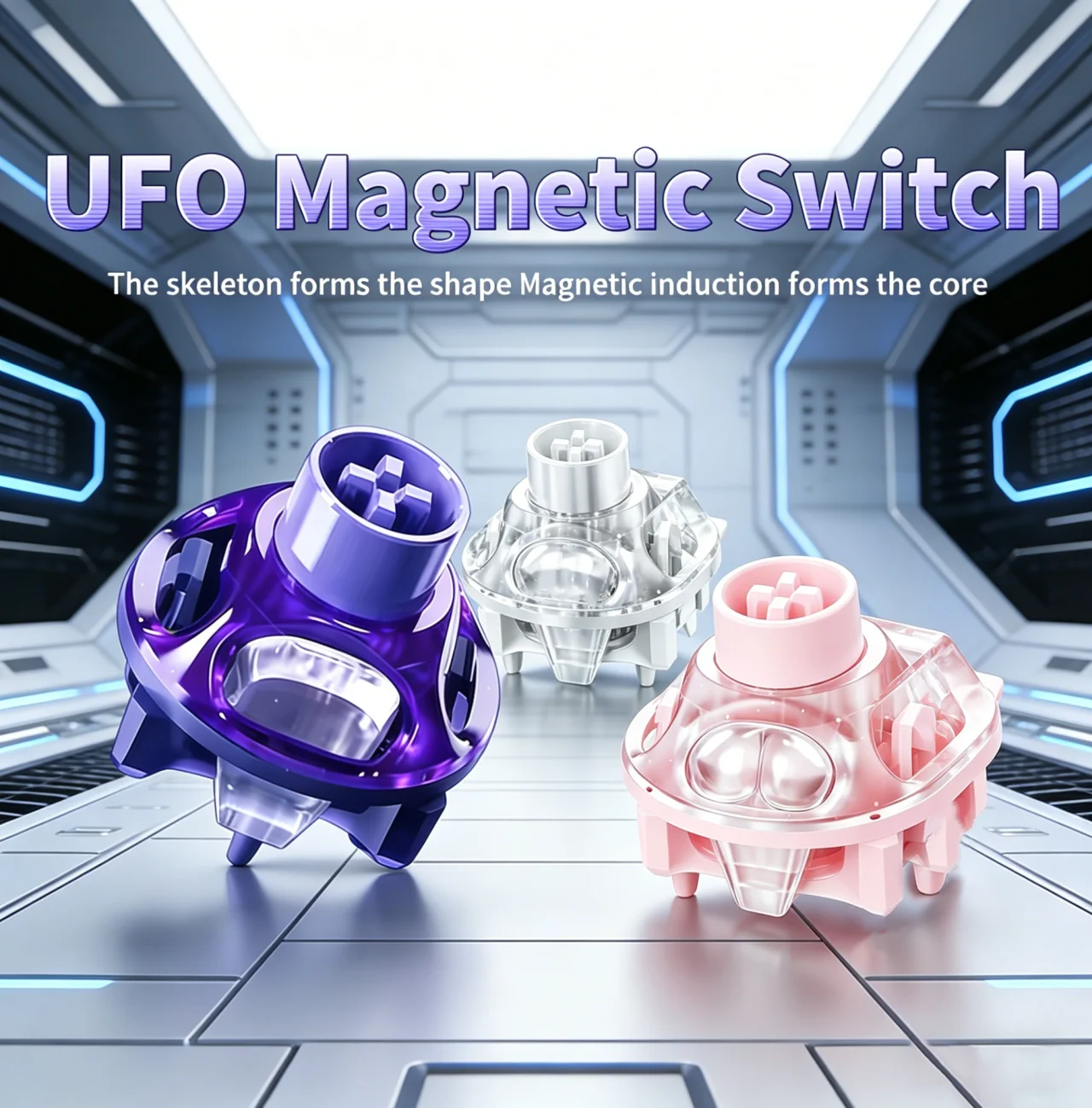 UFO Illusion Purple Silver Peach Pink Mist Linear Magnetic Switches Switch for HiFi Typing Sound for Hall Effect Keyboard