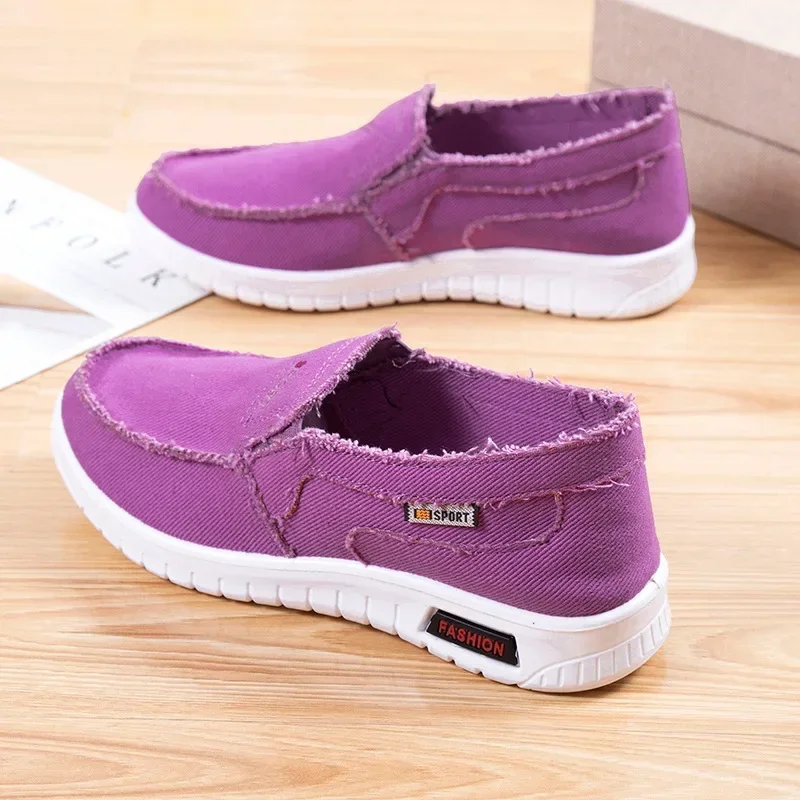 

2024 New Women's Shoes Canvas Shoes Low-top Soft-soled Versatile Casual Lazy One Pedal Shoes