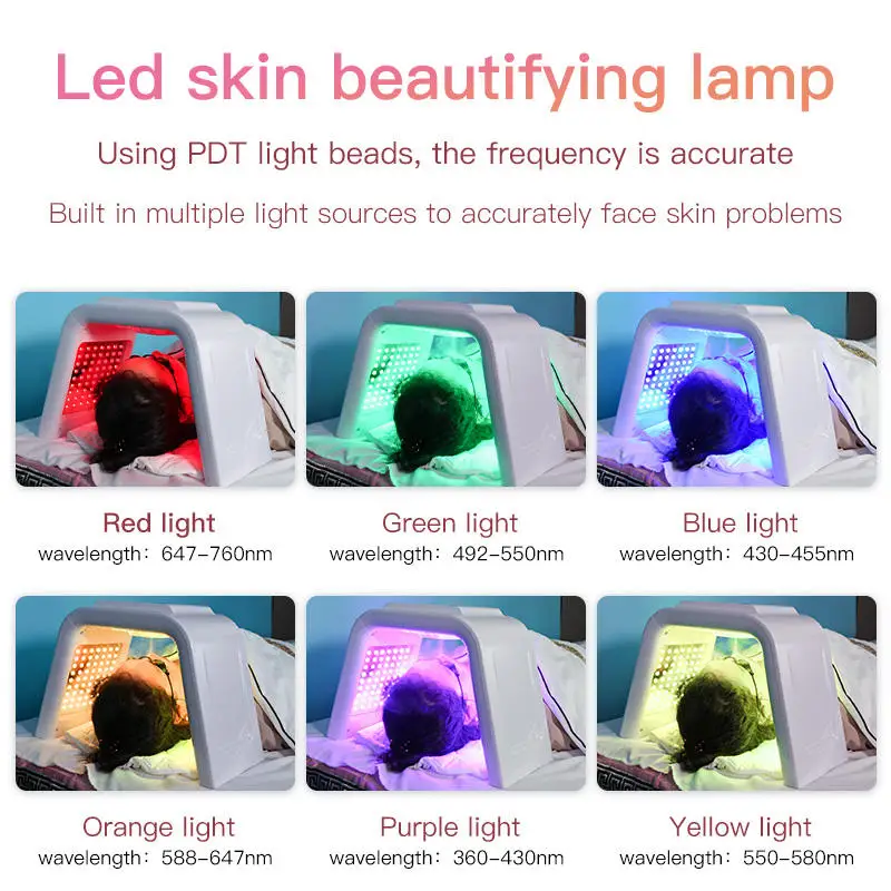 Face PDT Machine 7 Color LED Light Therapy Skin Care Rejuvenation Whitening Anti Aging Acne Treatment Water Sprayer Moisturizing