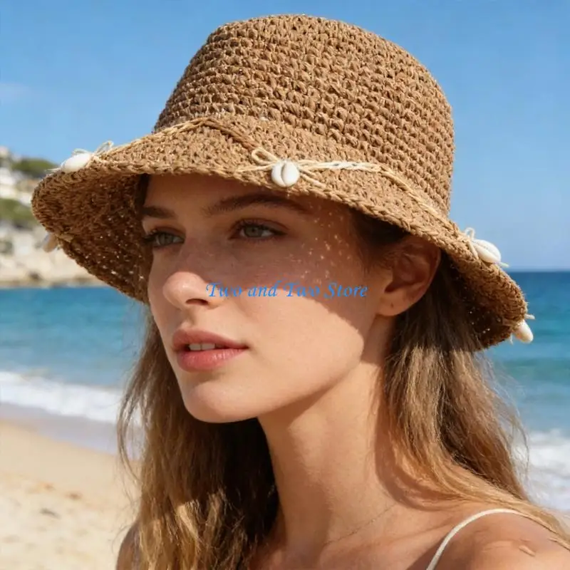 

HX6F Stylish Victorian Hat For Women Lightweight Breathable Shell Straw Summer Beach Gardening Hat