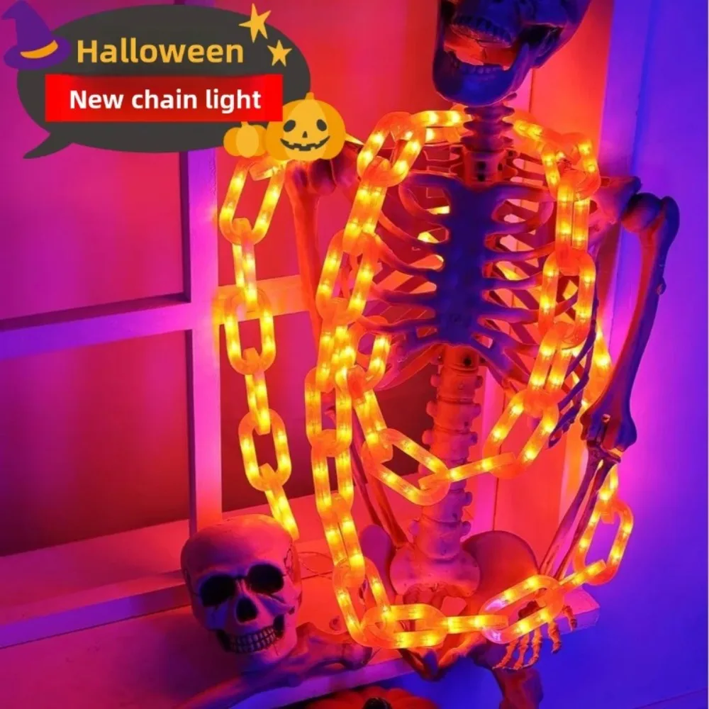 Halloween Battery Box Powered Plastic Chain Light Multiple Lighting Modes String Lights Skeleton Clothing Accessorie Party Weird