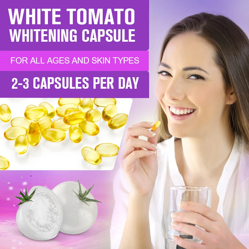 BEWORTHS White Tomato Glutathione Capsules for Skin Whitening Brightening Anti-oxidation Body Sculpting Clear Black Spots