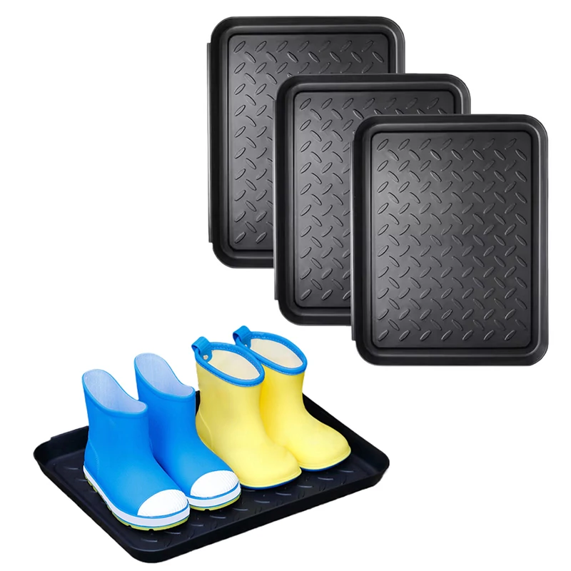 

1/2/3 Pack Strong Plastic Boot Trays Entryway Shoe Storage Mudroom Trays Large Plastic Tray Wet Shoe Tray Boot Tray For Indoor