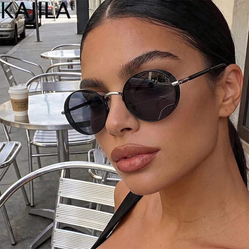 

Steampunk Small Oval Sunglasses Women 2026 Luxury Vintage Round Punk Shield Sun Glasses For Ladies Retro Metal Frame Eyewear