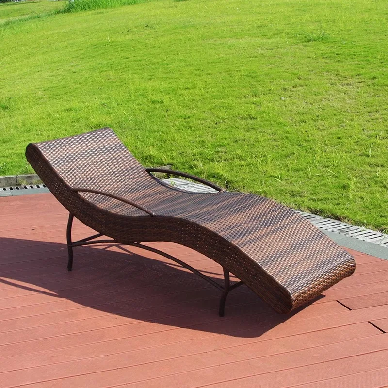 Outdoor leisure beach chair, swimming pool lounge chair, rattan chair, balcony, garden rattan woven lounge chair