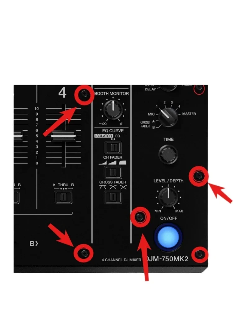 Pioneer DJM Mixer 250MK2 450, S9, S7, S11, 750MK2, 900NXS2, V10, V10LF Śruby dedykowane czarno-białe