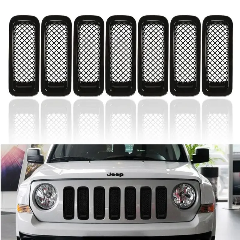 Front Bumper Racing Grille For Jeep Patriot 2011 2012 2013 2014 Bumper Insert Trims Ring Cover Vent Frame Garnish Surrounding