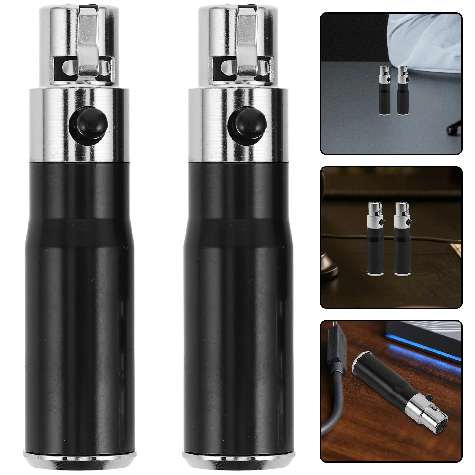 

2Pcs Female to Mini Xlr 3pin Male Audio Adapter Microphone Connector Compact Durable Plug Play Converter for Stage Setup