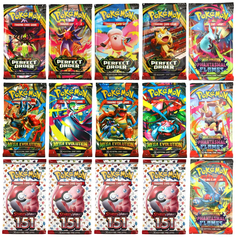 English Paké card Scarlet & Violet 151 Perfect order Phantasmal Flames MEGA EVOLUTION Booster Box Pakem Cards Random 4 bags