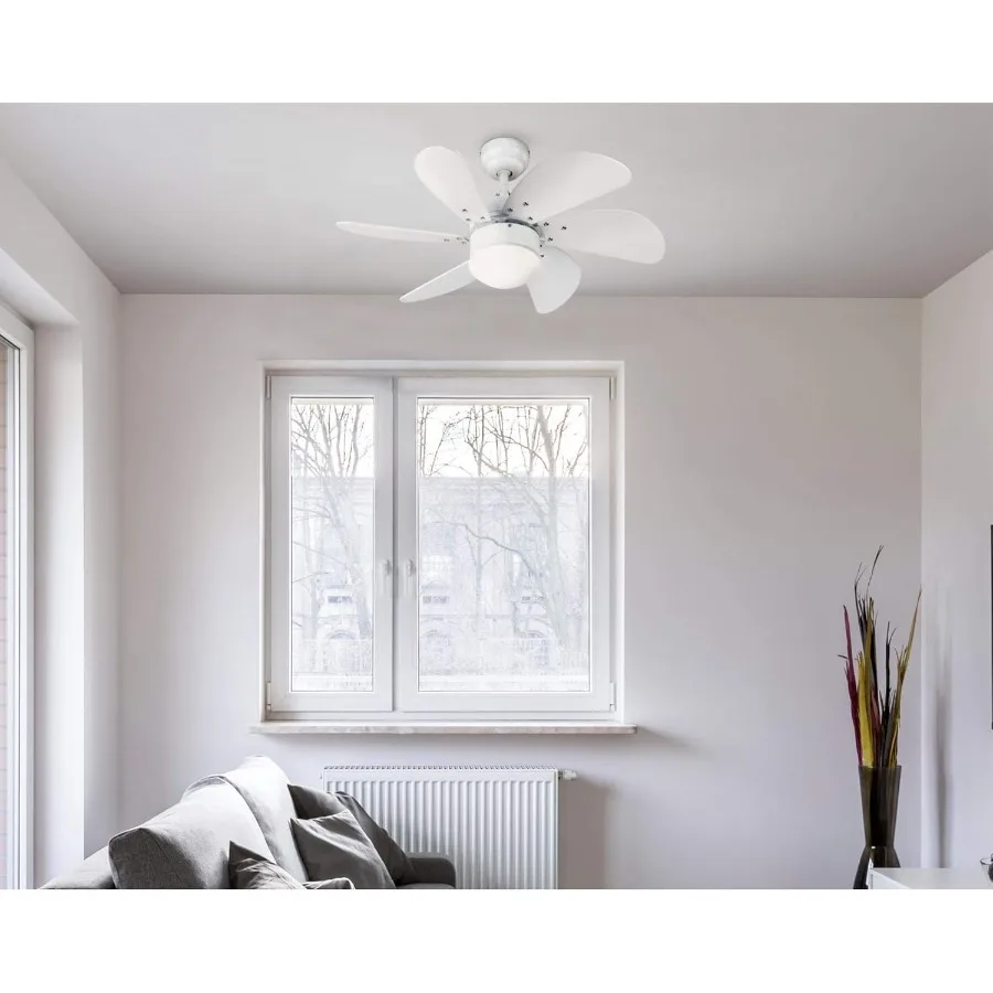 7234400 Turbo Swirl 30 Zoll weißer Deckenventilator für den Innenbereich mit dimmbarer LED-Leuchte und Opal-Milchglas, ideal für Wohnzimmer