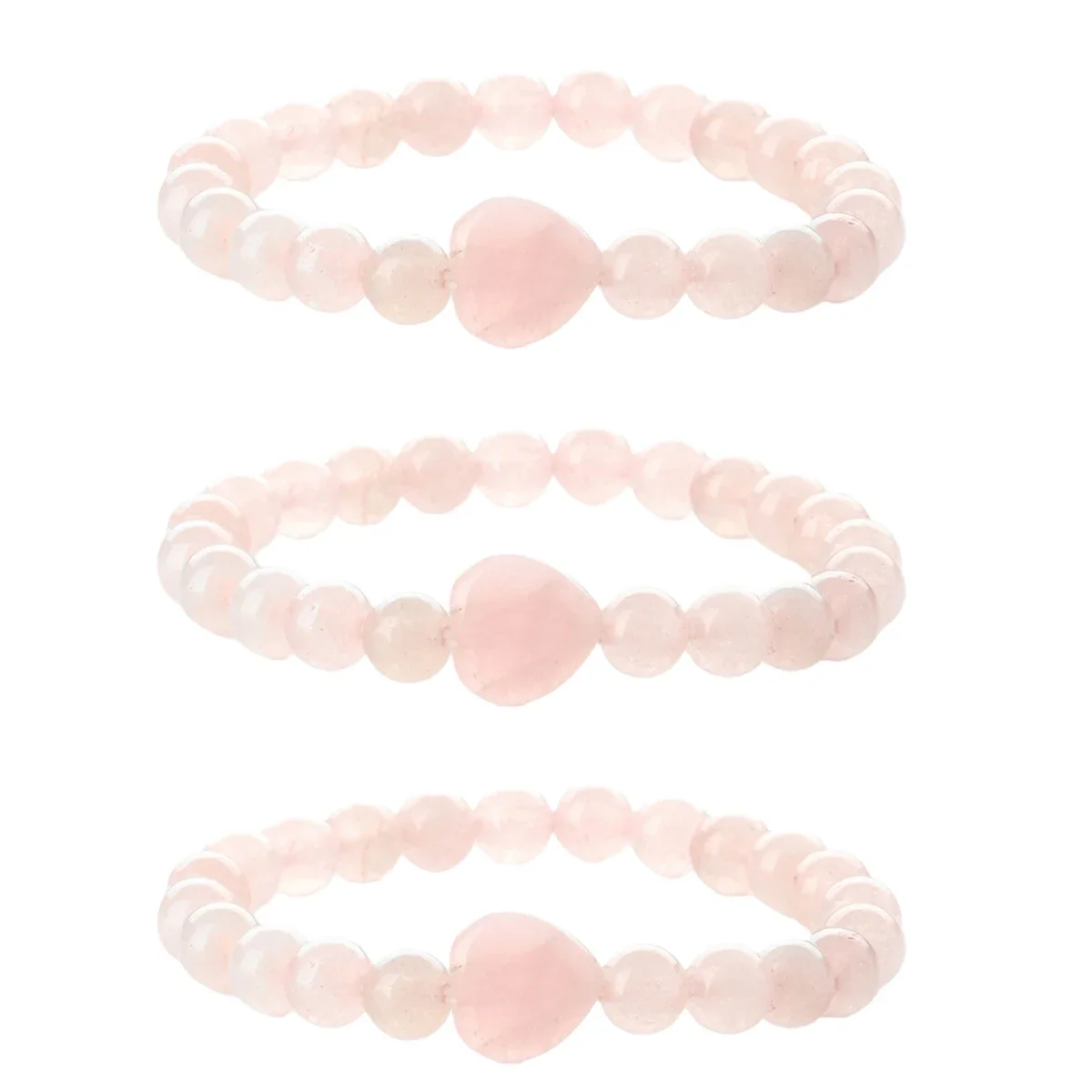 ASHMITA النساء 12 مللي متر روز كوارتز القلب سحر 8 مللي متر الخرز المستديرة سوار من الأحجار الكريمة شفاء شقرا كريستال تمتد مرونة الروحية #2