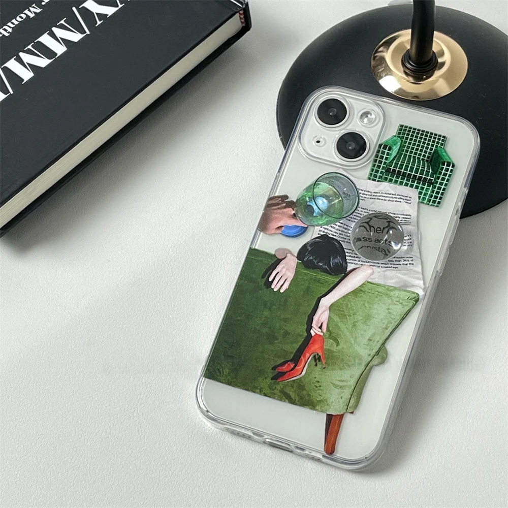 Ins Aesthetic Illustration High Heels Phone Case For Samsung S24 S23 S22 S21 S20 S10 FE Note20 Note10 Plus Ultra Lite 5G Cover