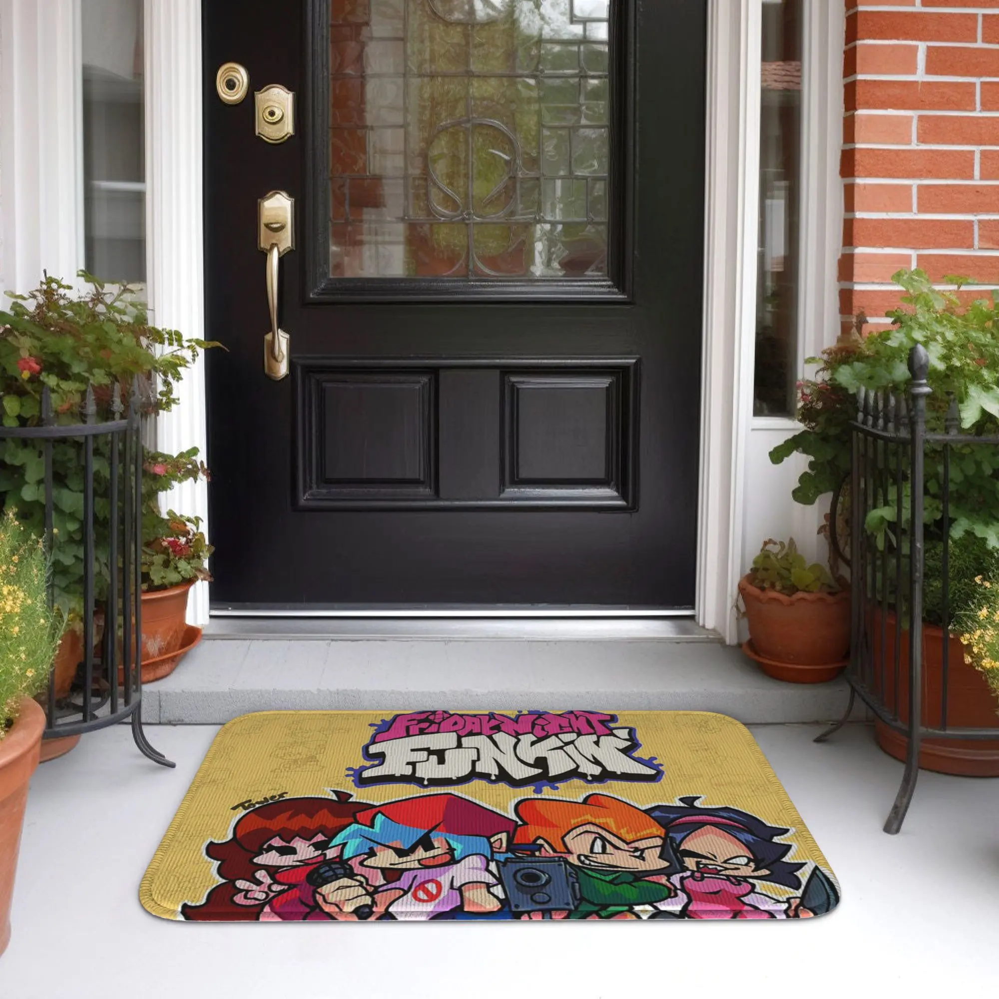 FNF Bad Time Trio Friday Night Funkin Game Doormat Cushion Carpet Rug Kitchen Entrance Home Floor Mat for Living Footpad Mats
