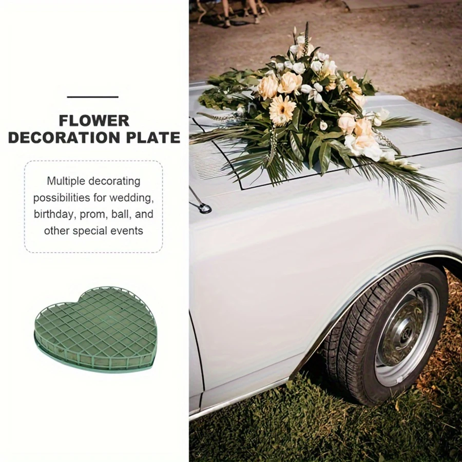 1pcs Large Floral Foam Blocks Heart Shaped Floral Bricks with Suction Cup Tray Green Florist Sponge Flower Mud for Wedding Party