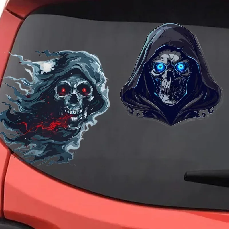 Halloween Ghost Face Car Stickers Car Motorcycle Scratch Blocking Creative Car Body Sticker Horror Skull Waterproof Stickers