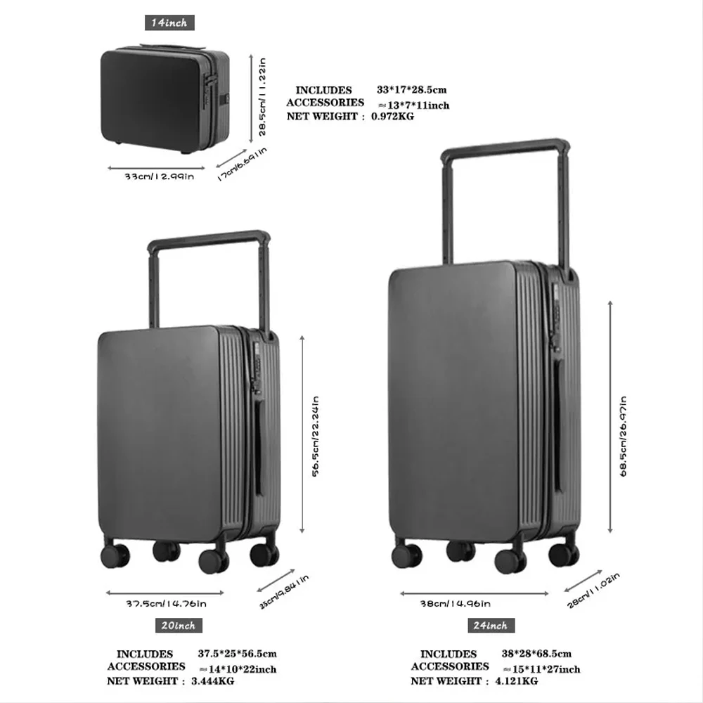 Manufactory PC  Travel Trolley Case Durable Men Combination Case Small Size Boarding Case Luggage Suitcase with USB