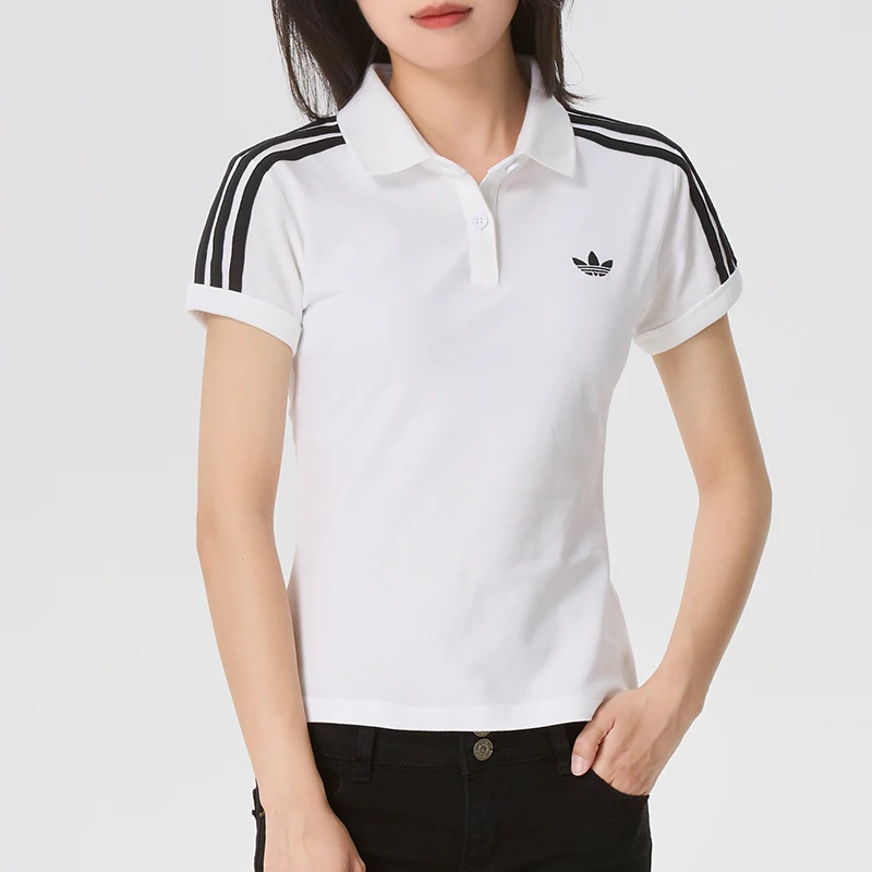 

Adidas (Adidas) Trefoil Women's Sports Polo Shirt Slim Fit Short Sleeve T-Shirt Fashion Casual Training Top Kd3697
