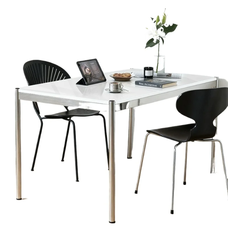 Dining table Bauhaus minimalist stainless steel computer desk blue conference rectangular desk