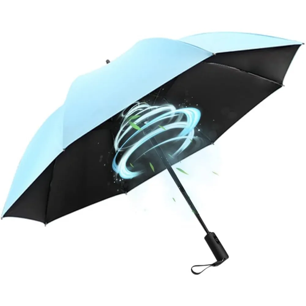 

Portable Umbrella with Fan, UPF 50+ Sun and Rain Umbrella Travel Umbrella with Personal Cooling Fan, 2600mAh USB Rechargeable