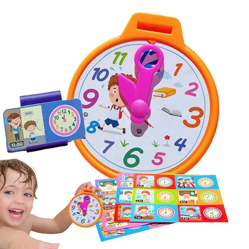 Relojes de enseñanza para niños, reloj de tiempo de enseñanza de dibujos animados para niños, juguetes de aprendizaje realistas para enseñanza colorida de guardería