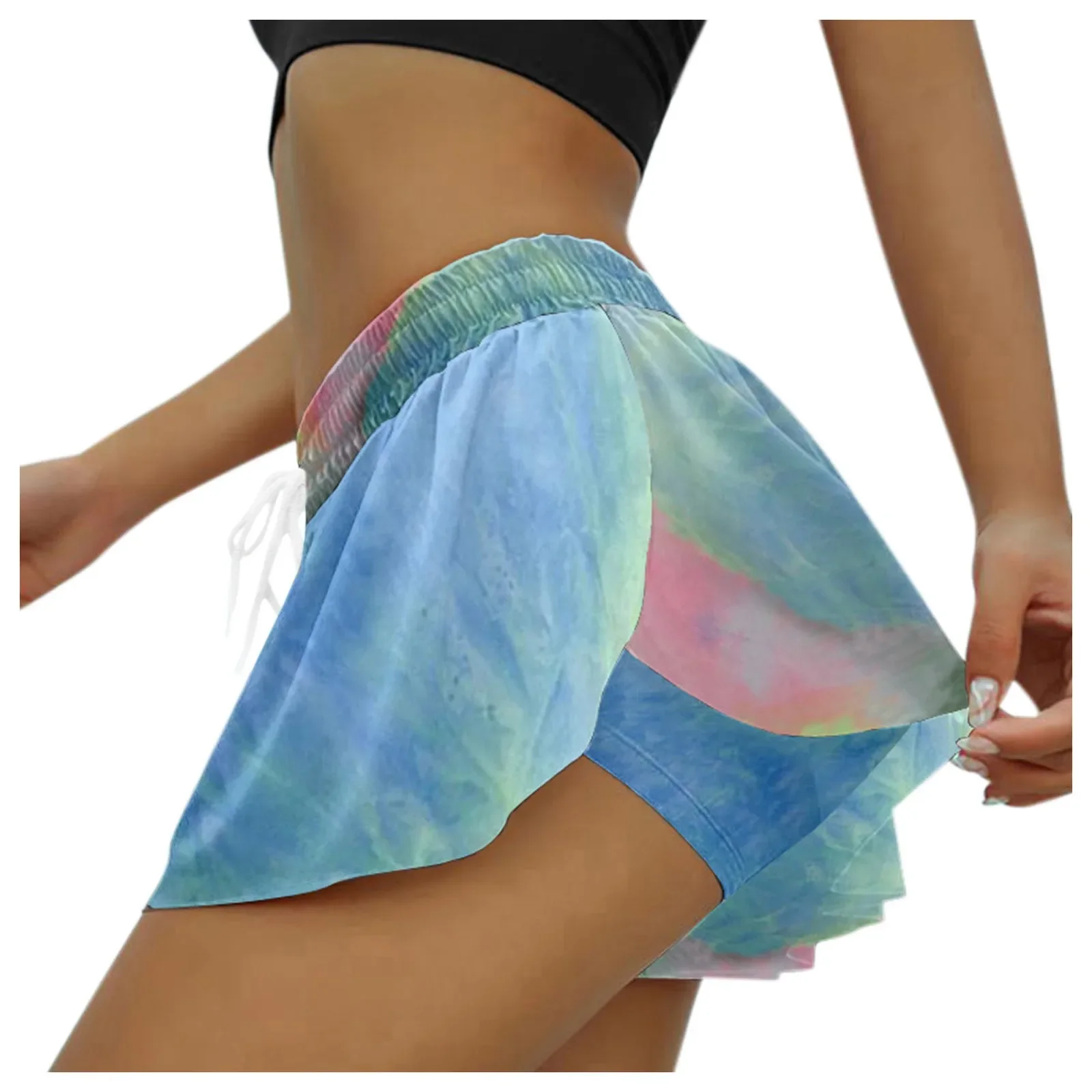 

Women's Shorts Summer Drawstring Culottes Butterfly Lace Double Layer Design Sports Shorts Workout Shorts For Women Pants