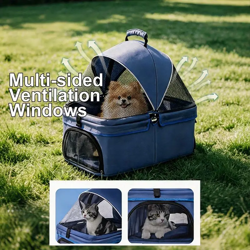 Pet Cart Portable Folding Lightweight Cat Cart Portable Tie Rod Bag Dogs Can Be Pushed or Pulled To Walk Dogs When They Go Out