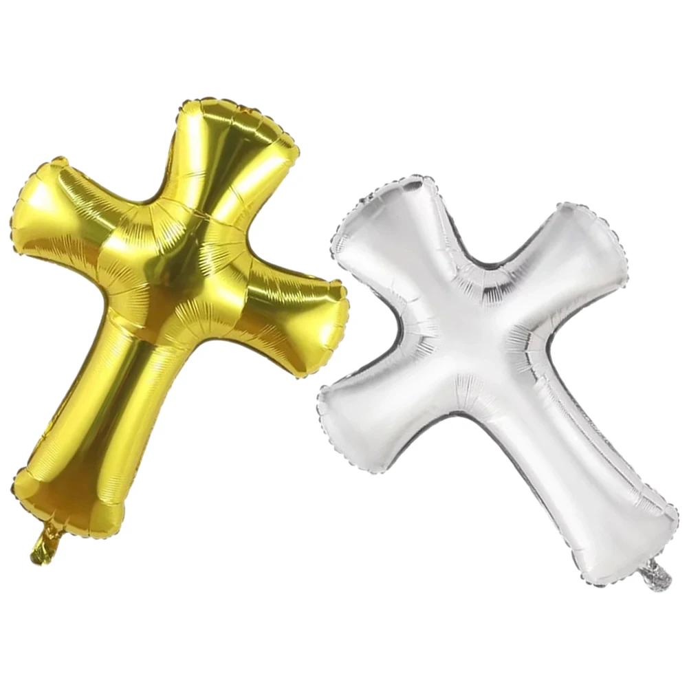 

2pcs Cross Balloon Special Shaped Foil Aluminum Party Decorations Wedding Baptism Baby Shower Bright Color Creative Design