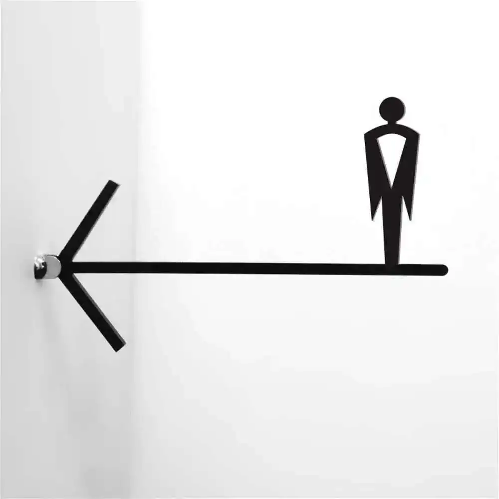 Double-sided Men & Women Bathroom Signboard Toilet Arrow Guide Sigange Plate Toilet Guide Card Side-mounted Acrylic Plate Custom
