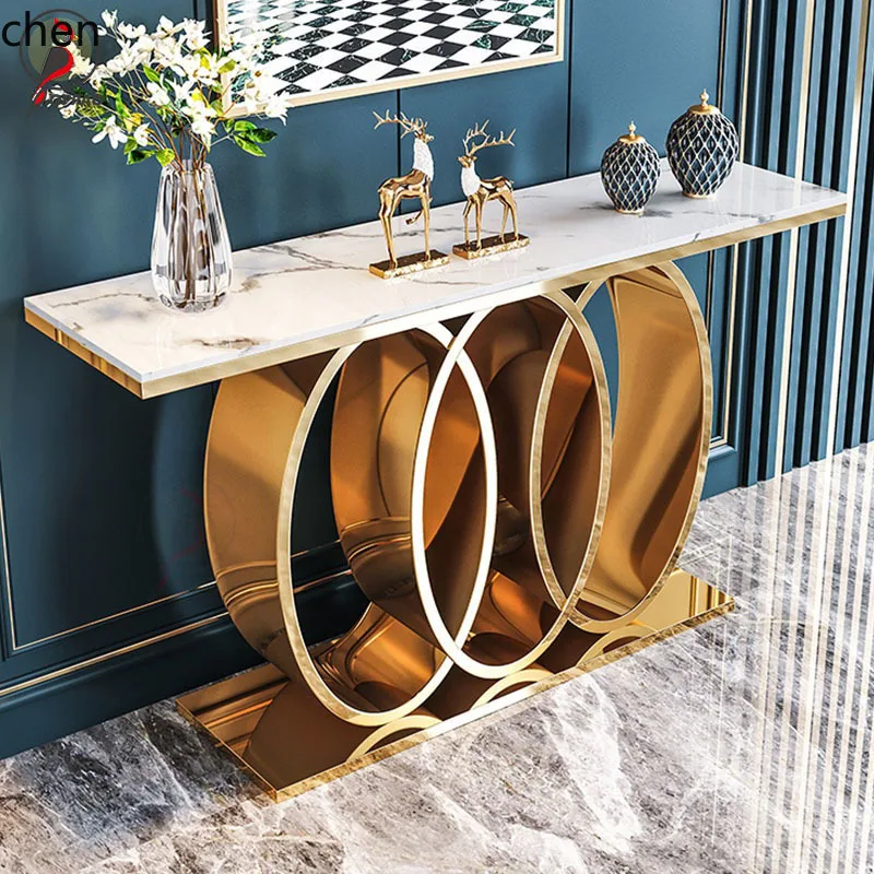 PYH Entryway Table Against Wall Modern Minimalist Entryway Table Storage Rack Entryway Cabinet Marble Console
