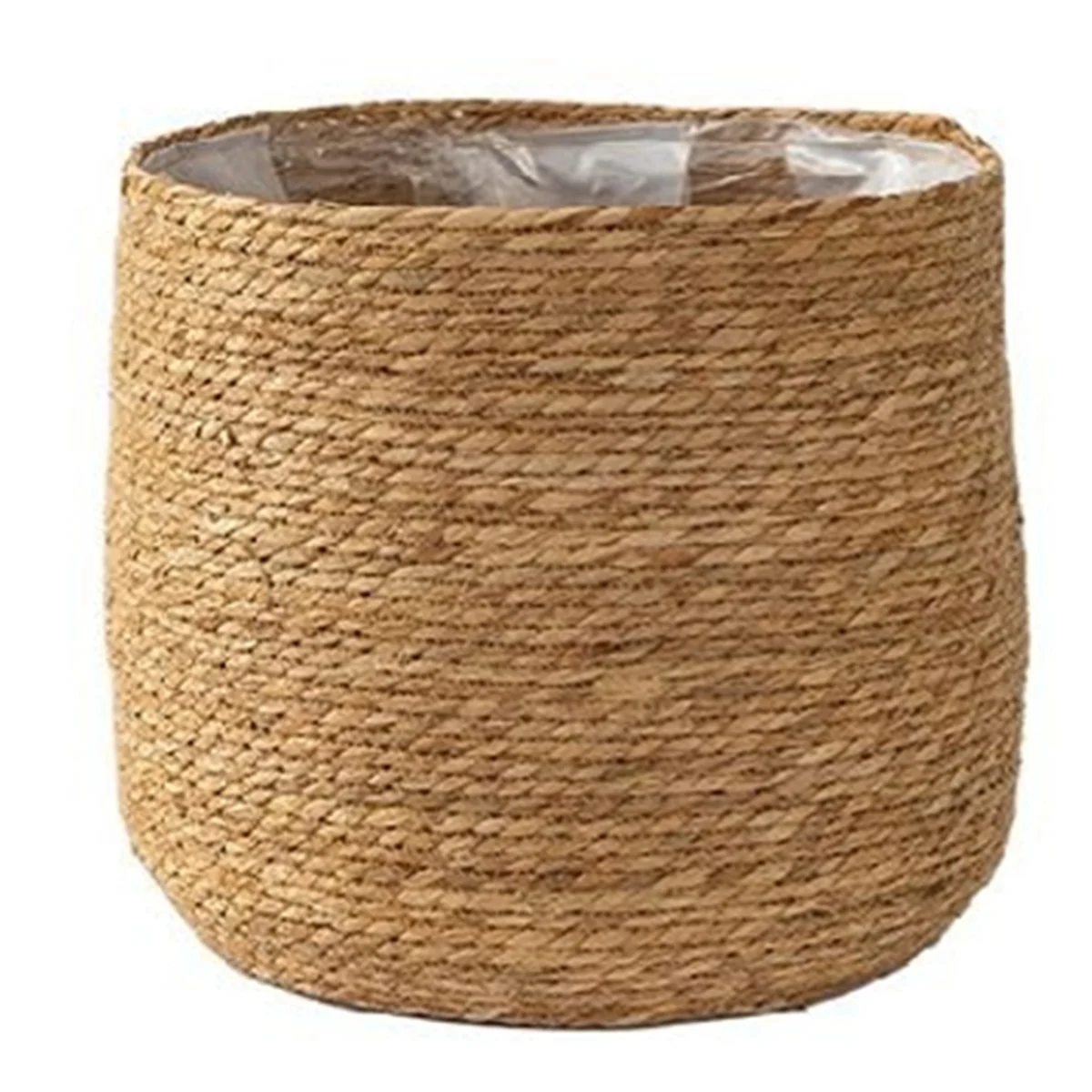 Seagrass Flower Pot - Woven Plant Pot - Decorative Plant Basket with Plastic Film Insert in Boho Style M