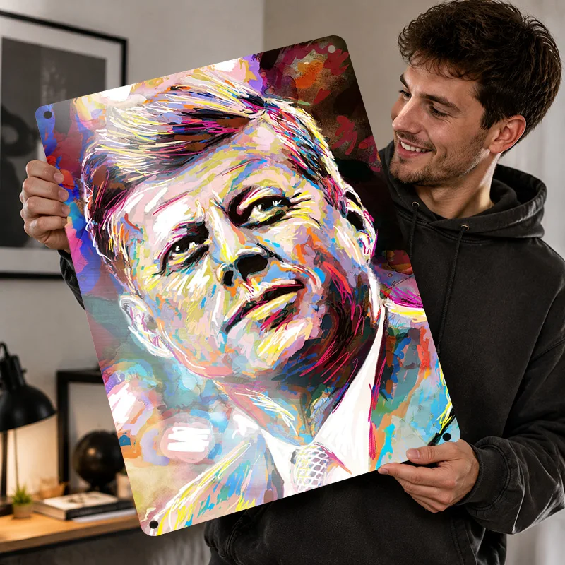 John F. Kennedy Printed Posters Personalized Metal Sign Premium Inspirational Leader Persona Wall Art For Study And History Fans