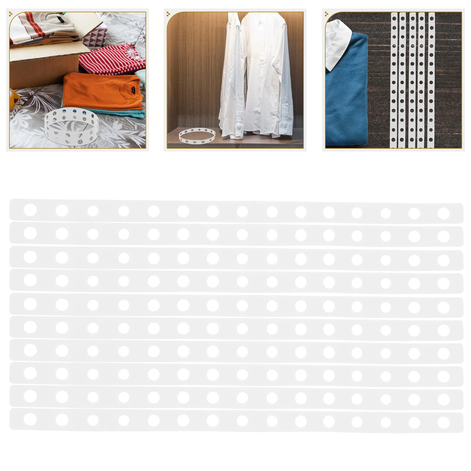 

12Pcs Plastic Hanger Strips Multi Hole Versatile Closet Organizer Strips Clothes Display Connectors for Garments