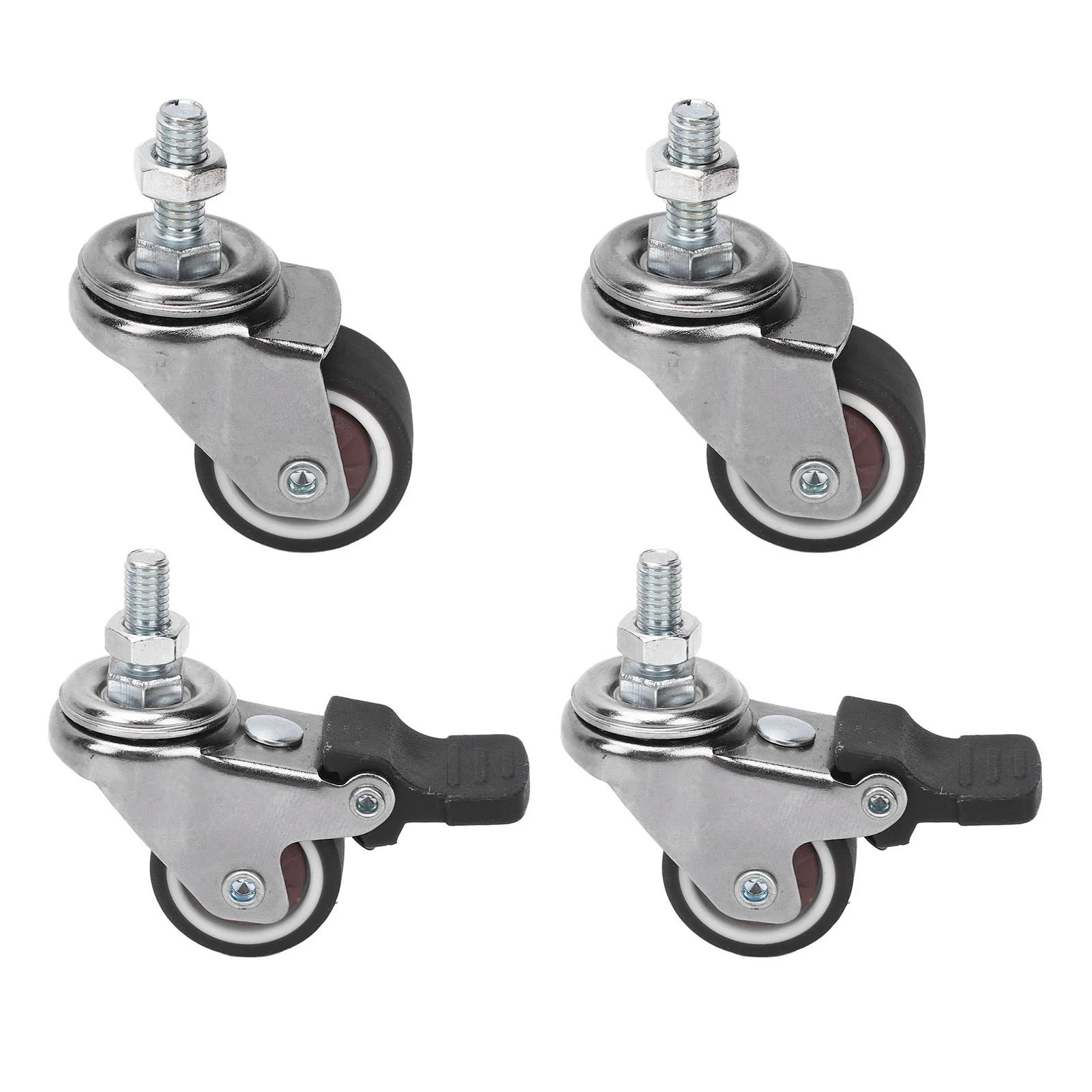 4 Pcs Caster Wheel M6x15mm Threaded Stem 1 Inch Diameter TPR Caster Wheel for Cart Workbench Cabinet Shelf